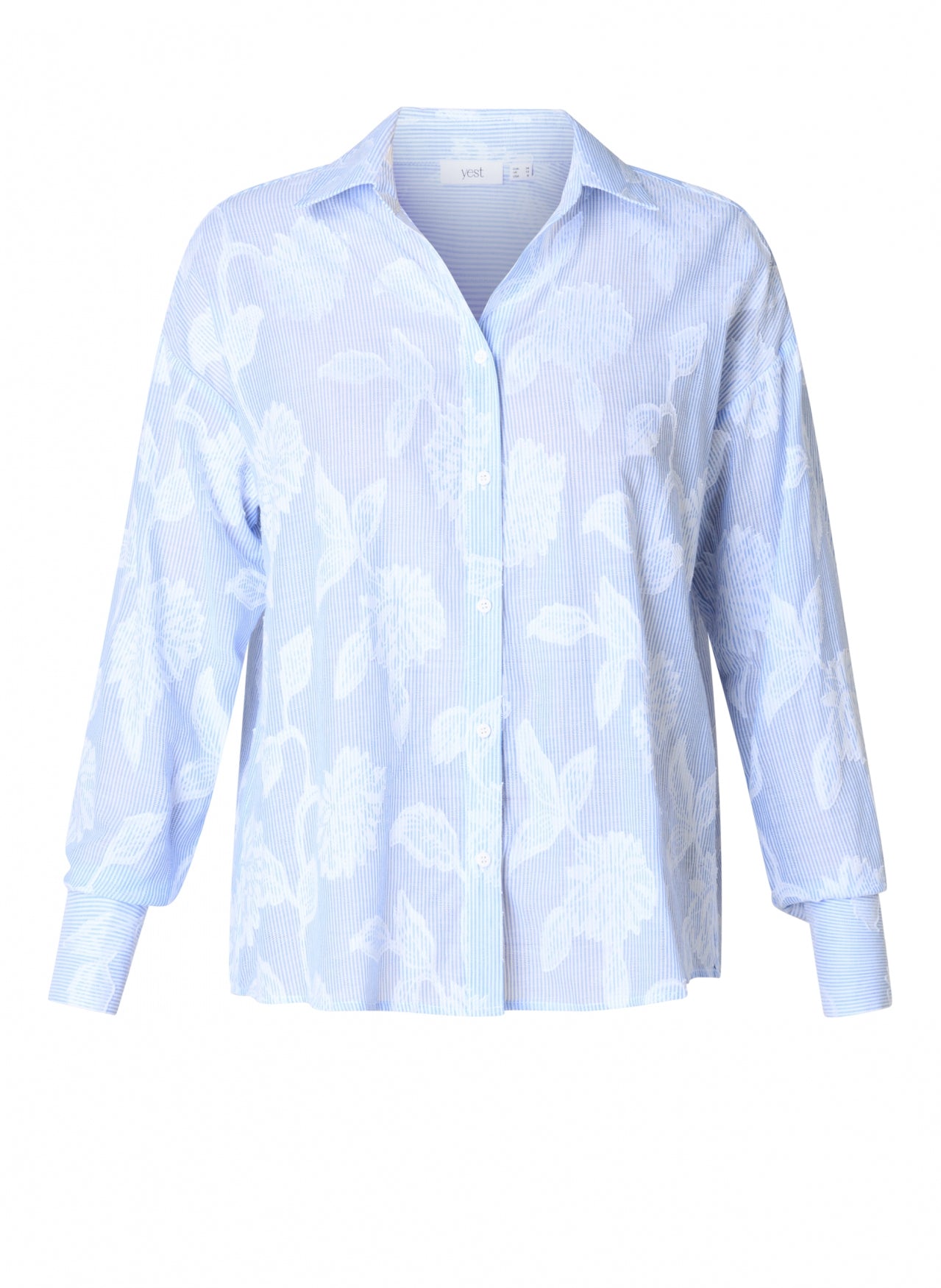 Chemise bleu ciel à motif floral