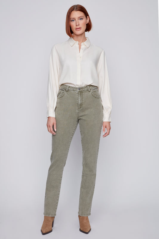 Pantalon vert extensible et confortable
