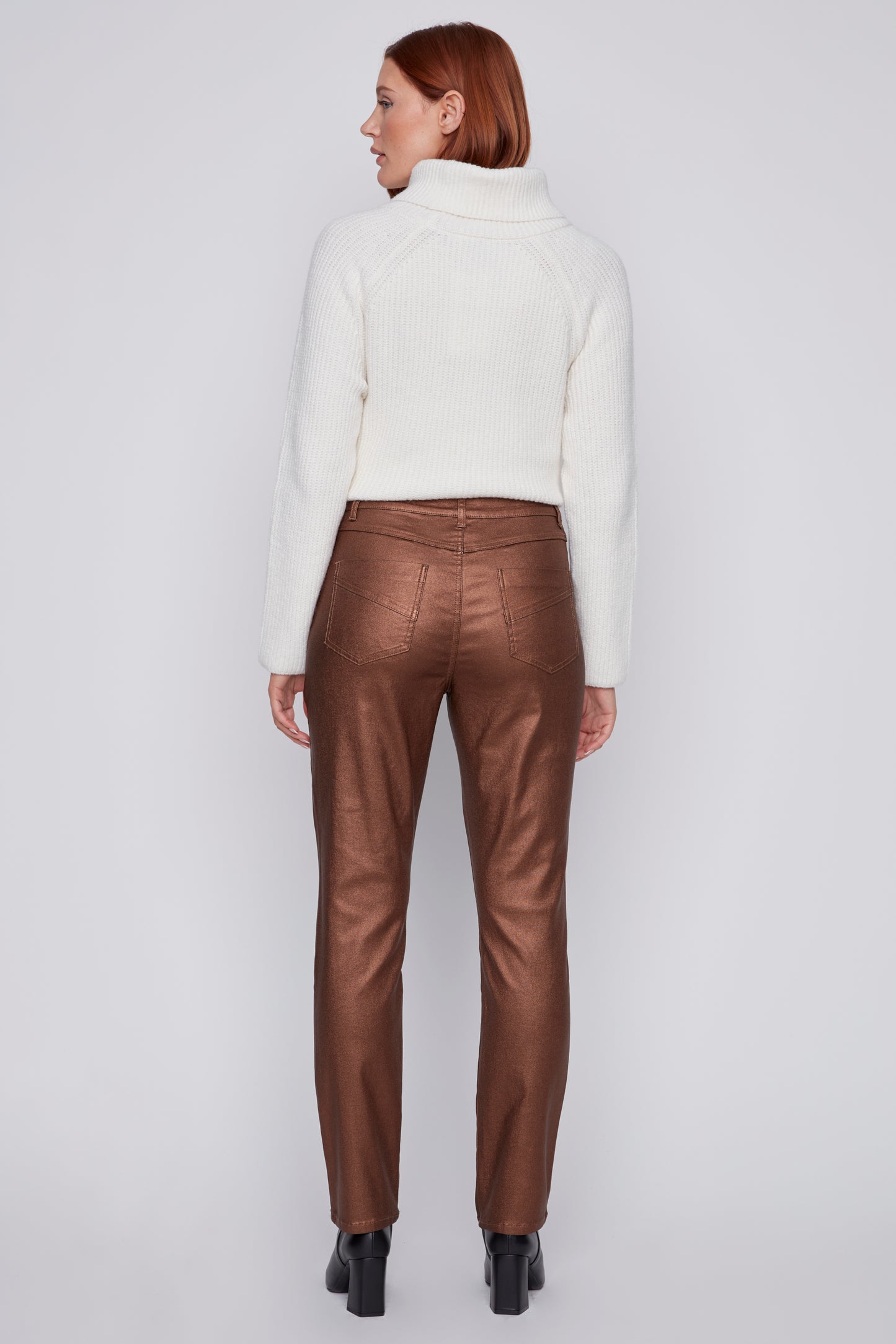 Pantalon bronze extensible lustré