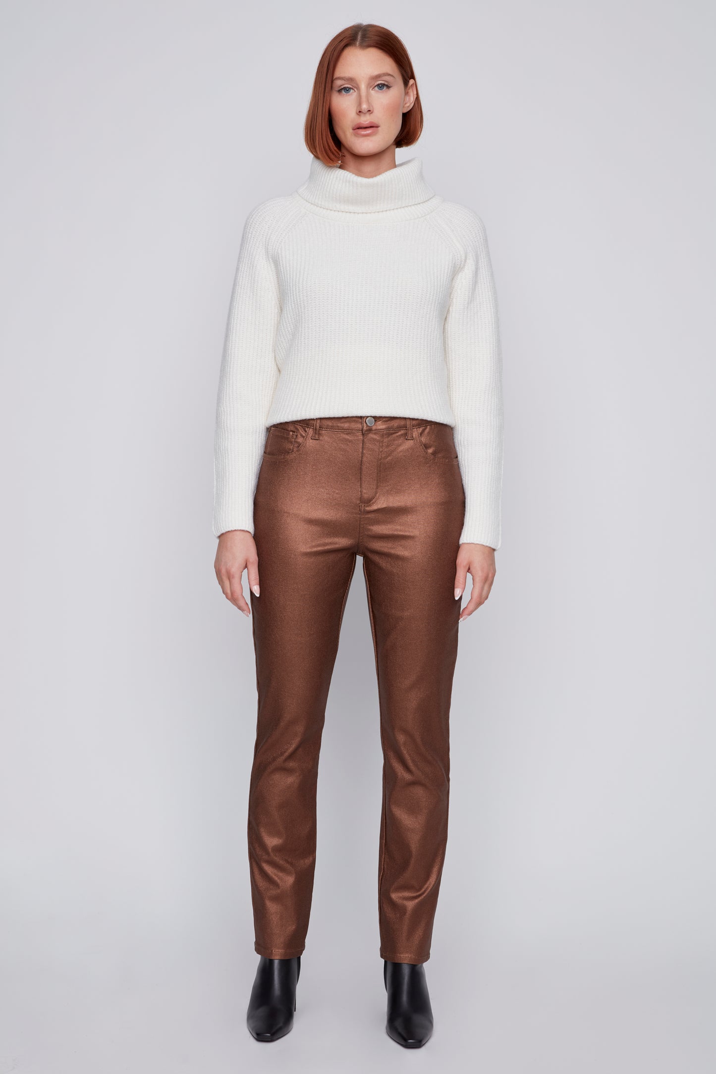 Pantalon bronze extensible lustré