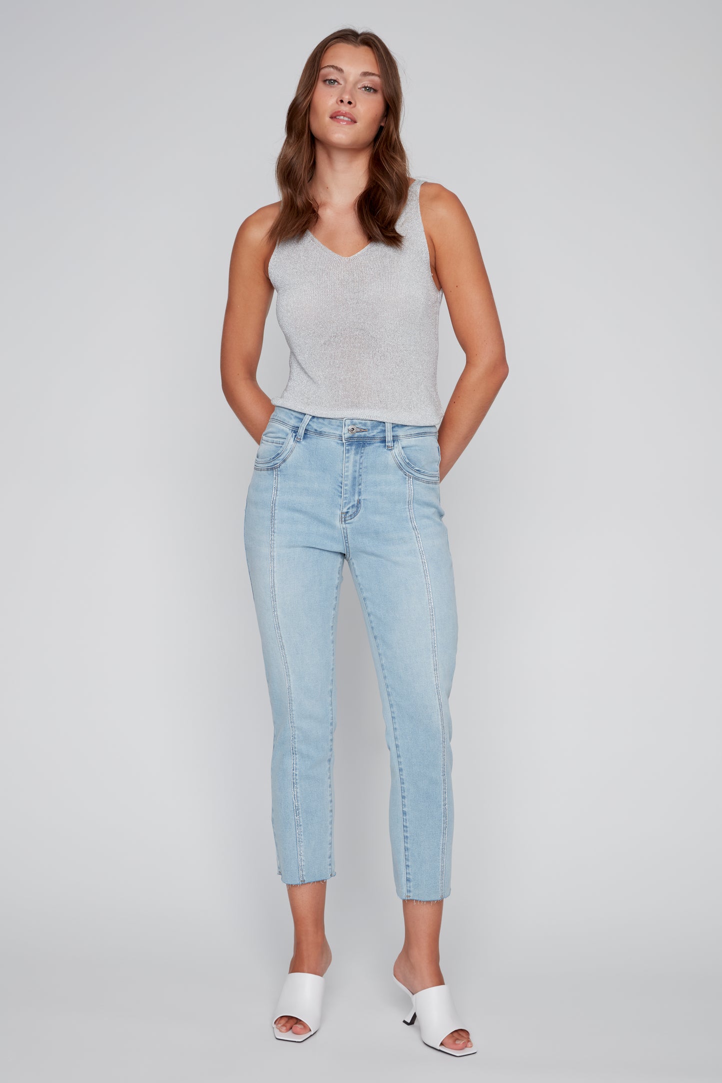 Jeans bandes à strass