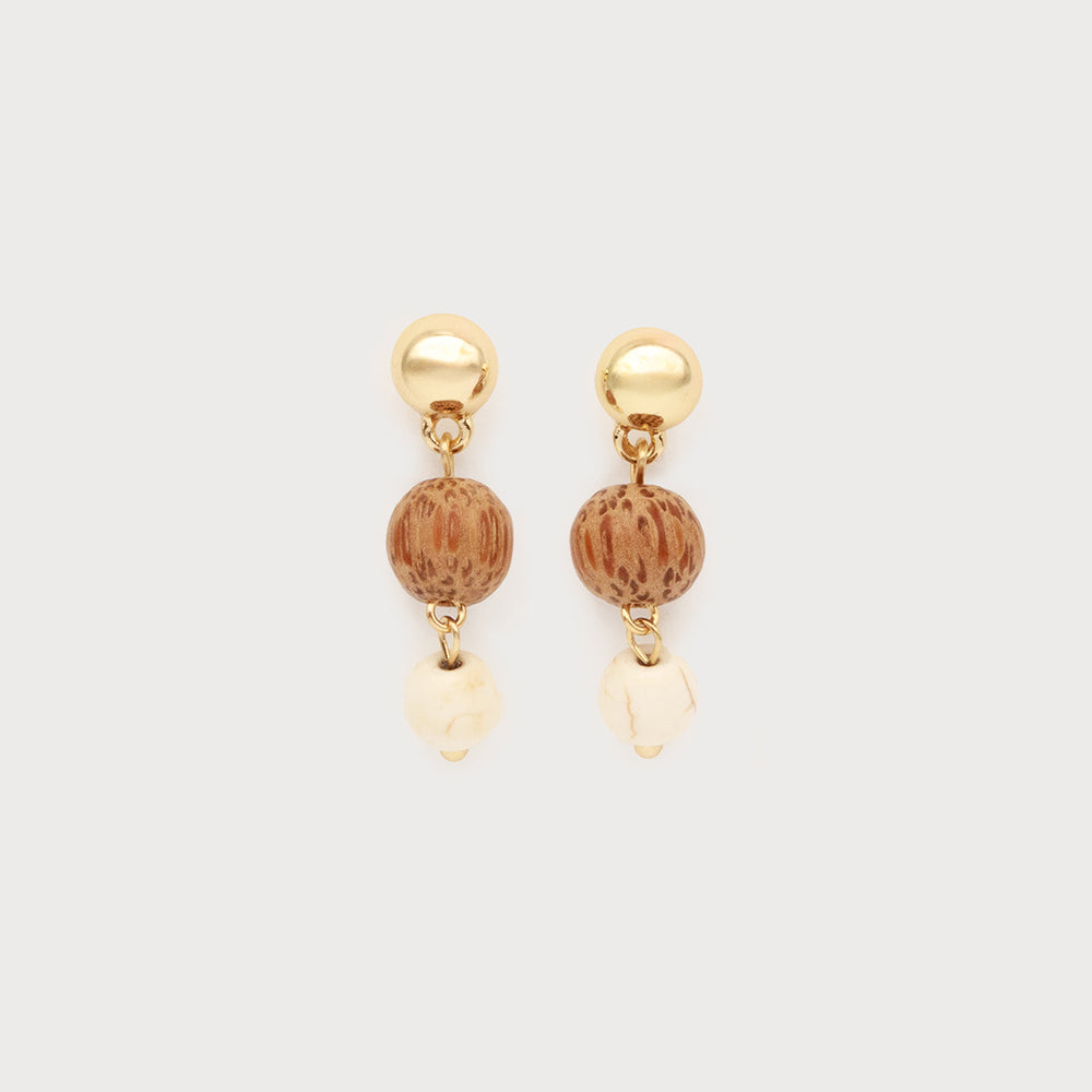 Boucles d'oreilles petites billes de bois