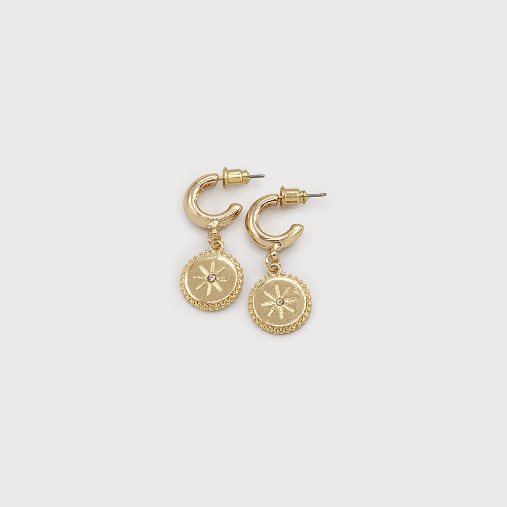 Boucles d'oreilles petit disque sur anneau incrusté