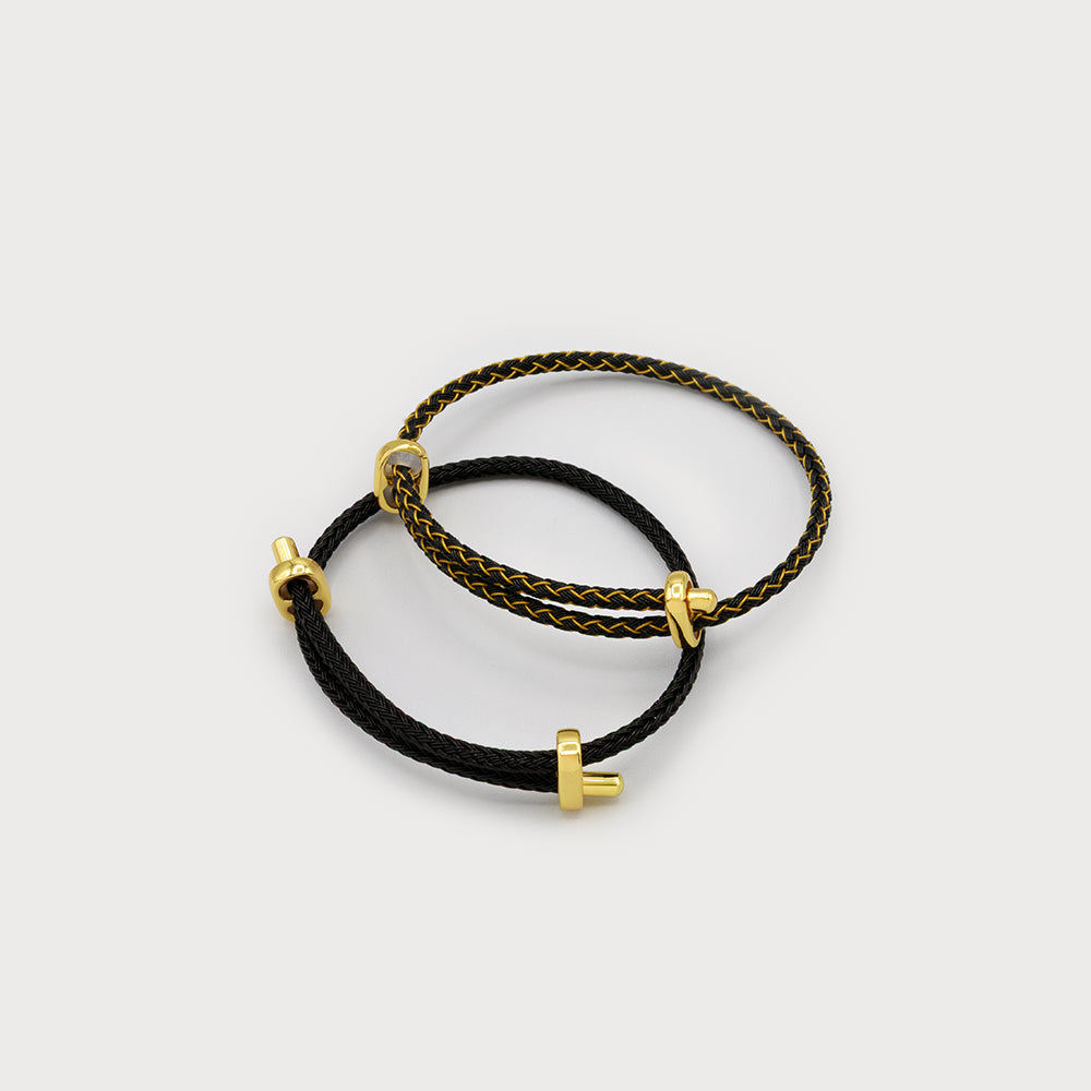 Duo de bracelets en cuir accent métal