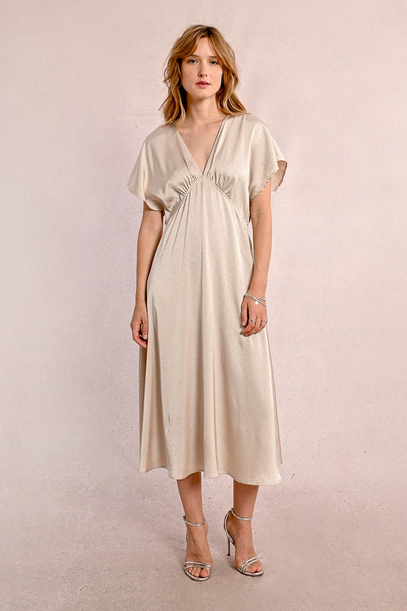 Robe longue satinée