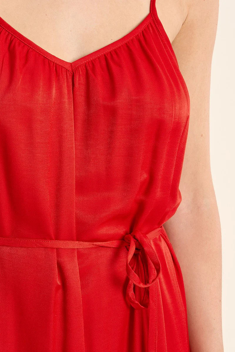 Robe longue satinée