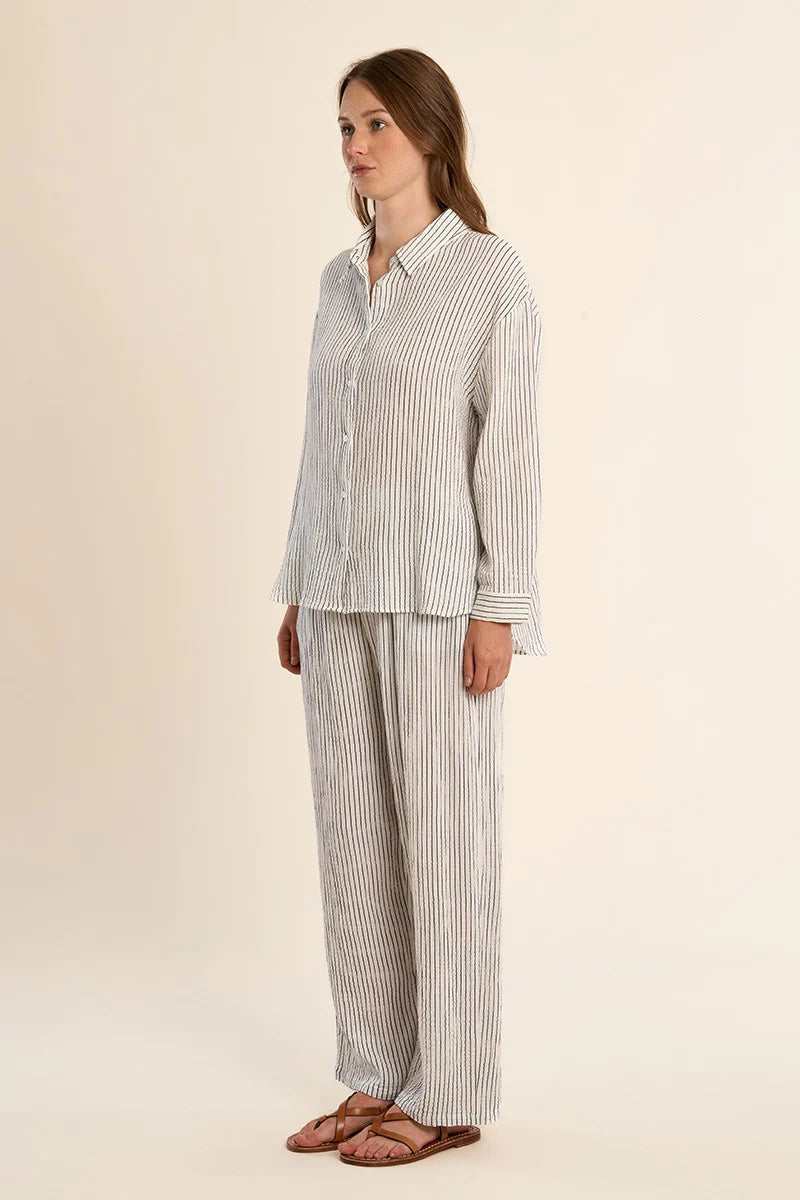 Chemise oversize rayée en coton