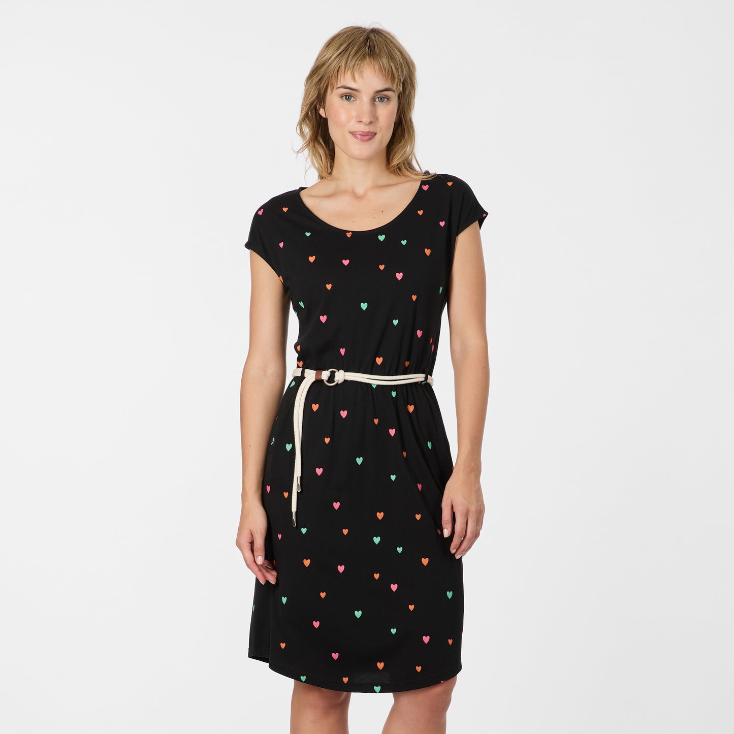 Robe noire aux petits cœurs colorés