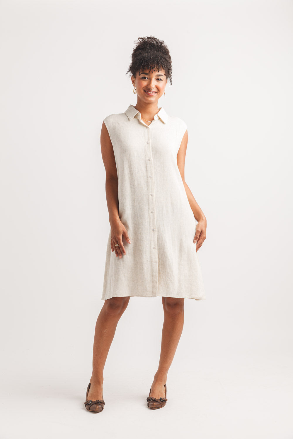 Robe chemise estivale à coupe fluide