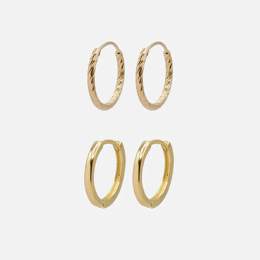 Duo de boucles d'oreilles anneaux dorés