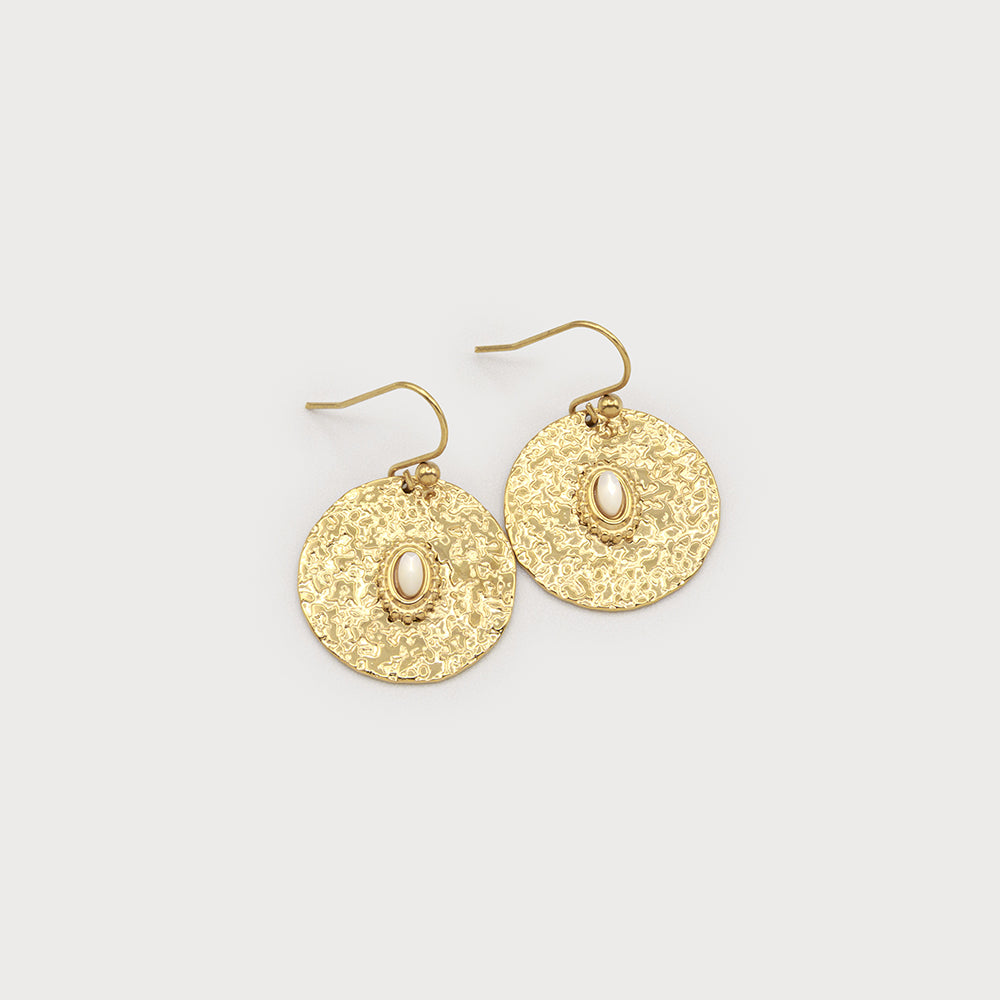 Boucles d'oreilles disque martelé