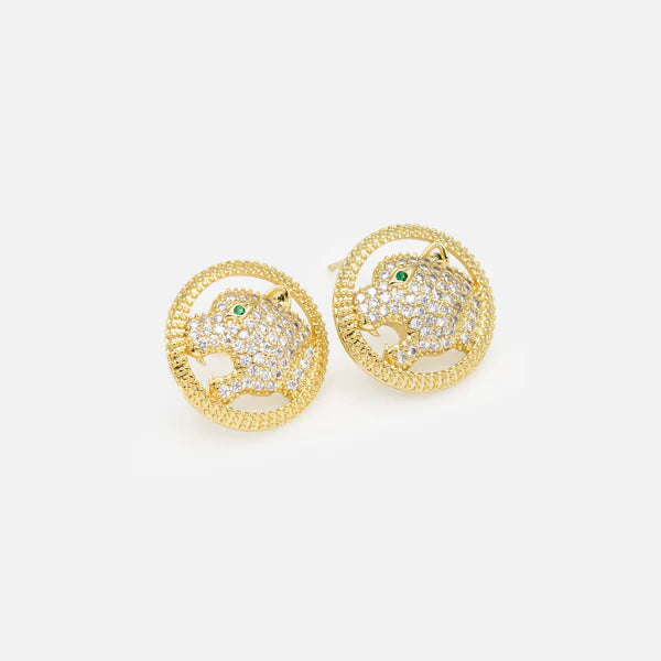 Boucles d'oreilles dorées panthère