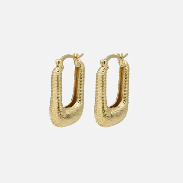 Boucles d'oreilles dorées ovales à rainures