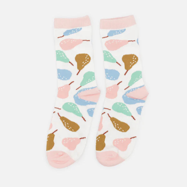 Bas blanc avec poires multicolores