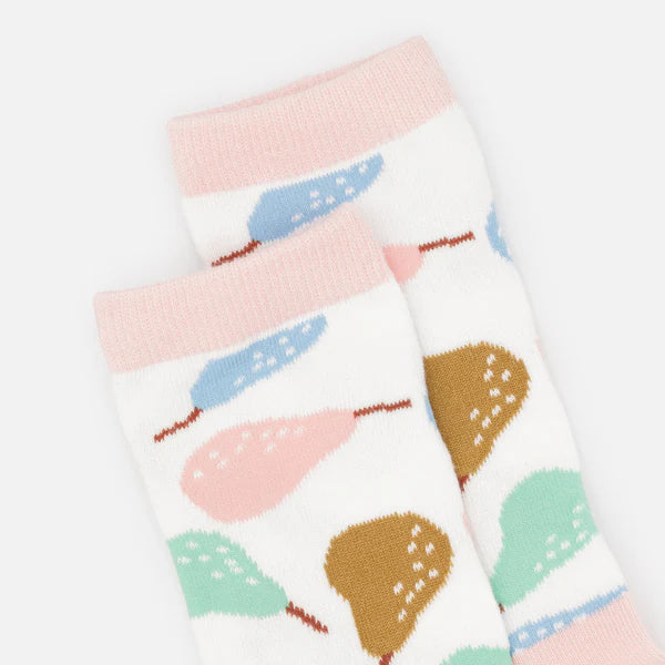Bas blanc avec poires multicolores