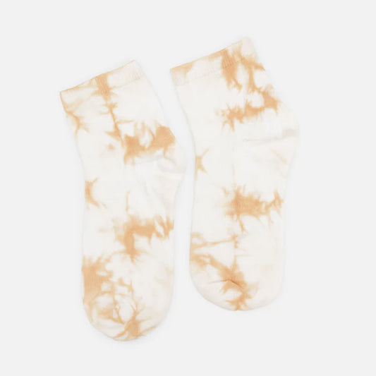 Bas cheville beiges tie-dye
