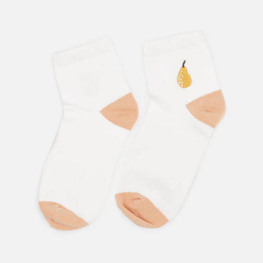 Bas cheville avec broderie poire orangée