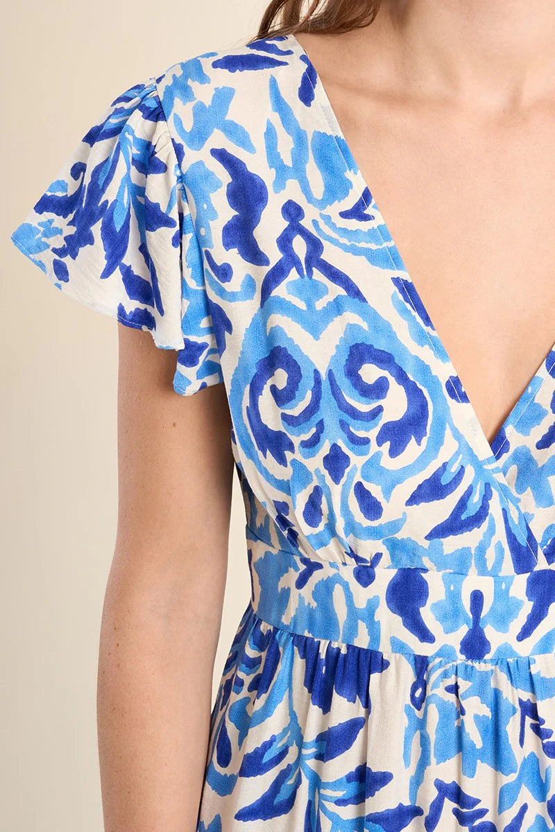 Robe longue aux nuances de bleu