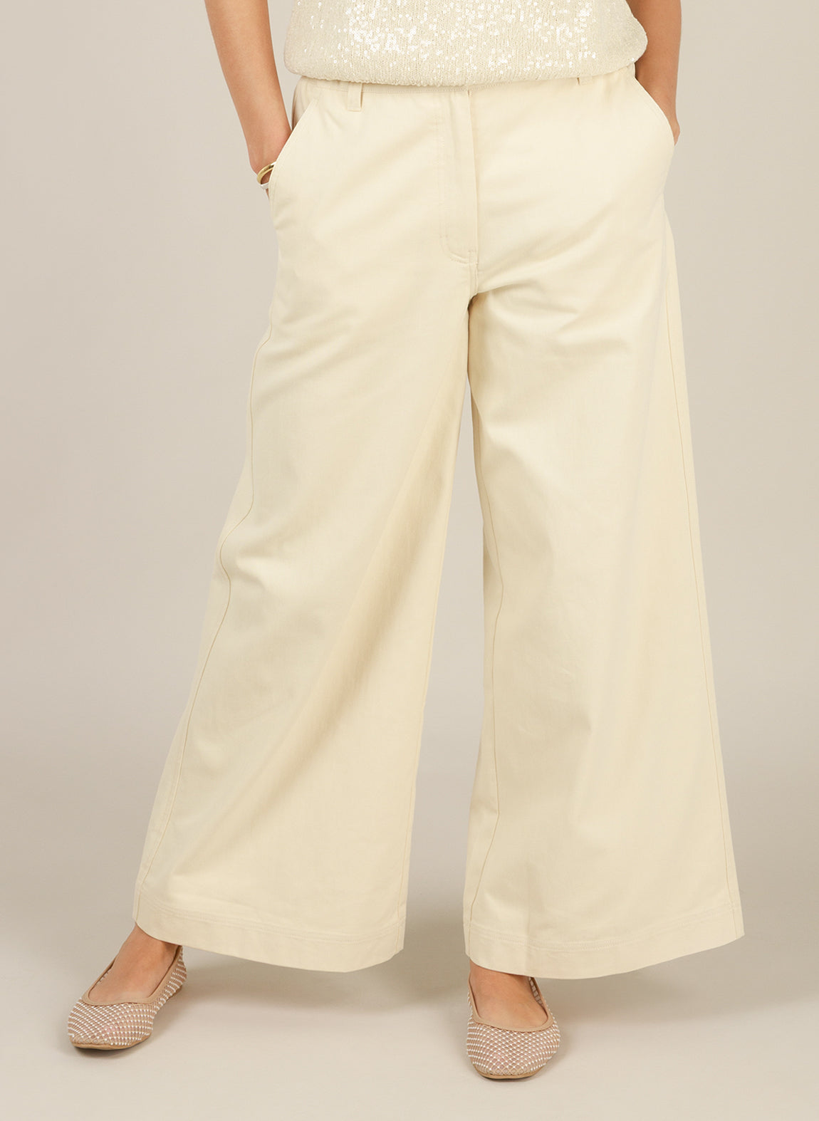 Pantalon large en coton naturel