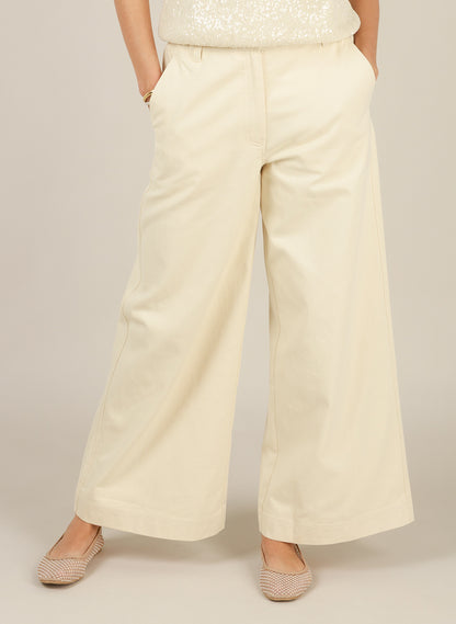 Pantalon large en coton naturel
