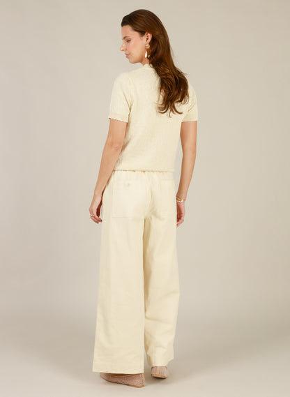 Pantalon large en coton naturel