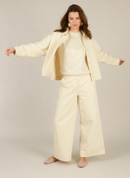 Pantalon large en coton naturel