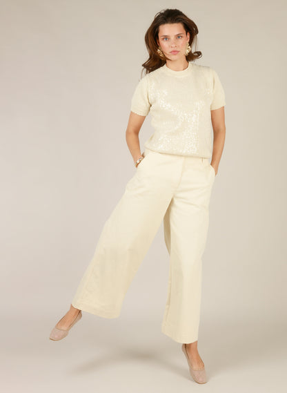 Pantalon large en coton naturel