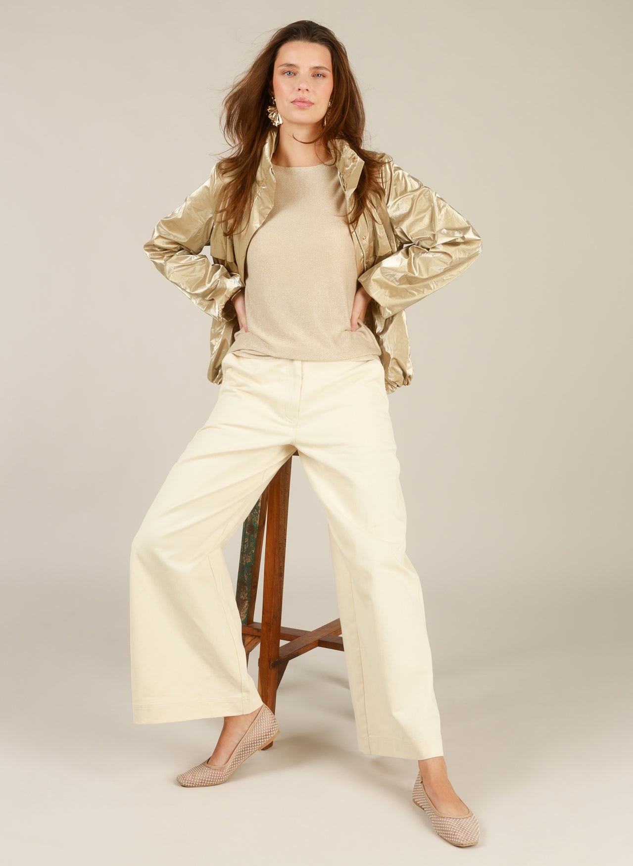 Pantalon large en coton naturel