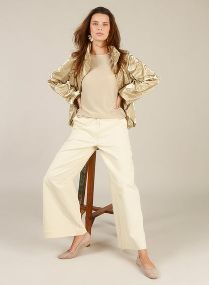 Pantalon large en coton naturel