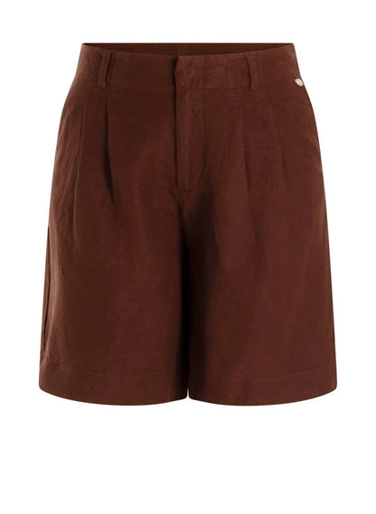 Short brun taille haute à plis coupe confortable