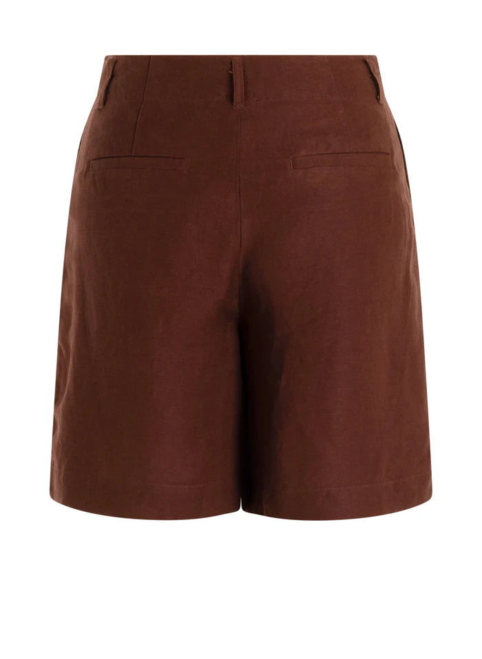 Short brun taille haute à plis coupe confortable
