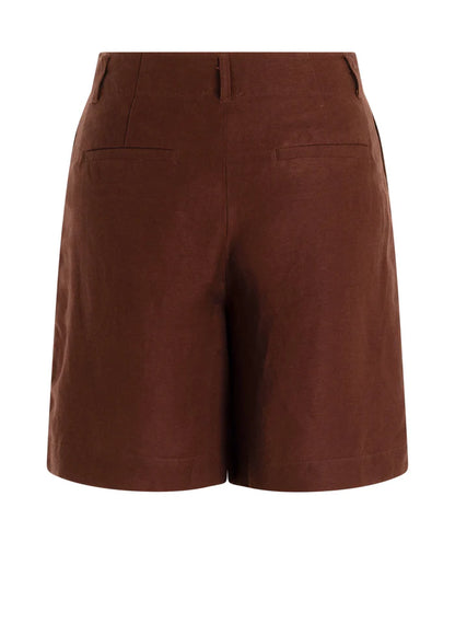 Short brun taille haute à plis coupe confortable