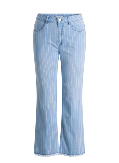 Jean bleu rayé bootcut taille haute Mara