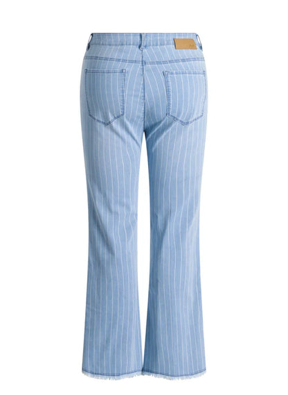 Jean bleu rayé bootcut taille haute Mara