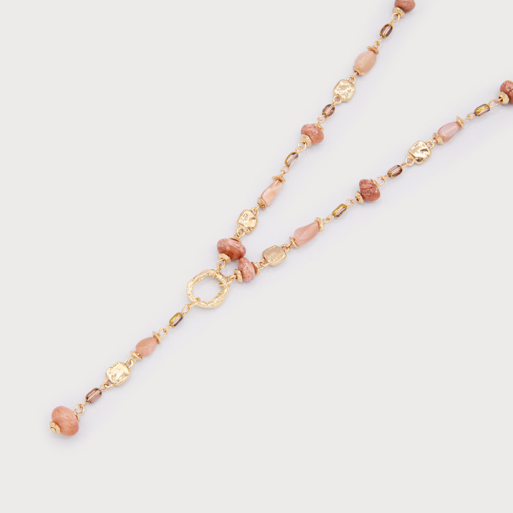 Collier chapelet avec pierres naturelles