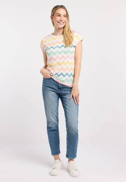 T-shirt pastel à motif zigzag