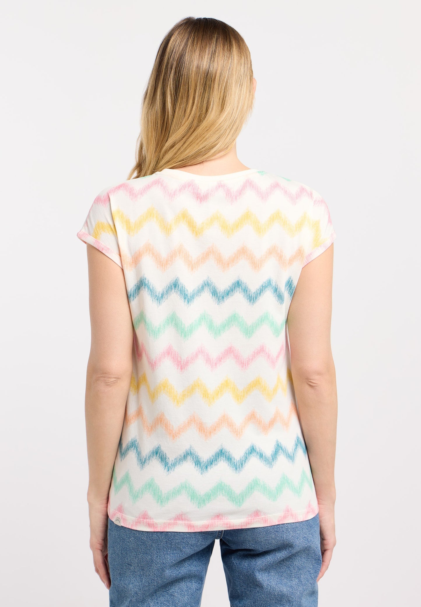 T-shirt pastel à motif zigzag