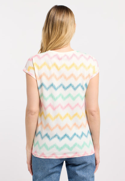 T-shirt pastel à motif zigzag
