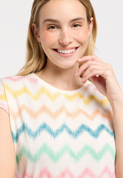 T-shirt pastel à motif zigzag