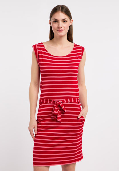 Robe rayée à ceinture nouée