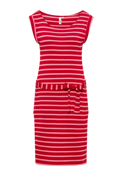 Robe rayée à ceinture nouée