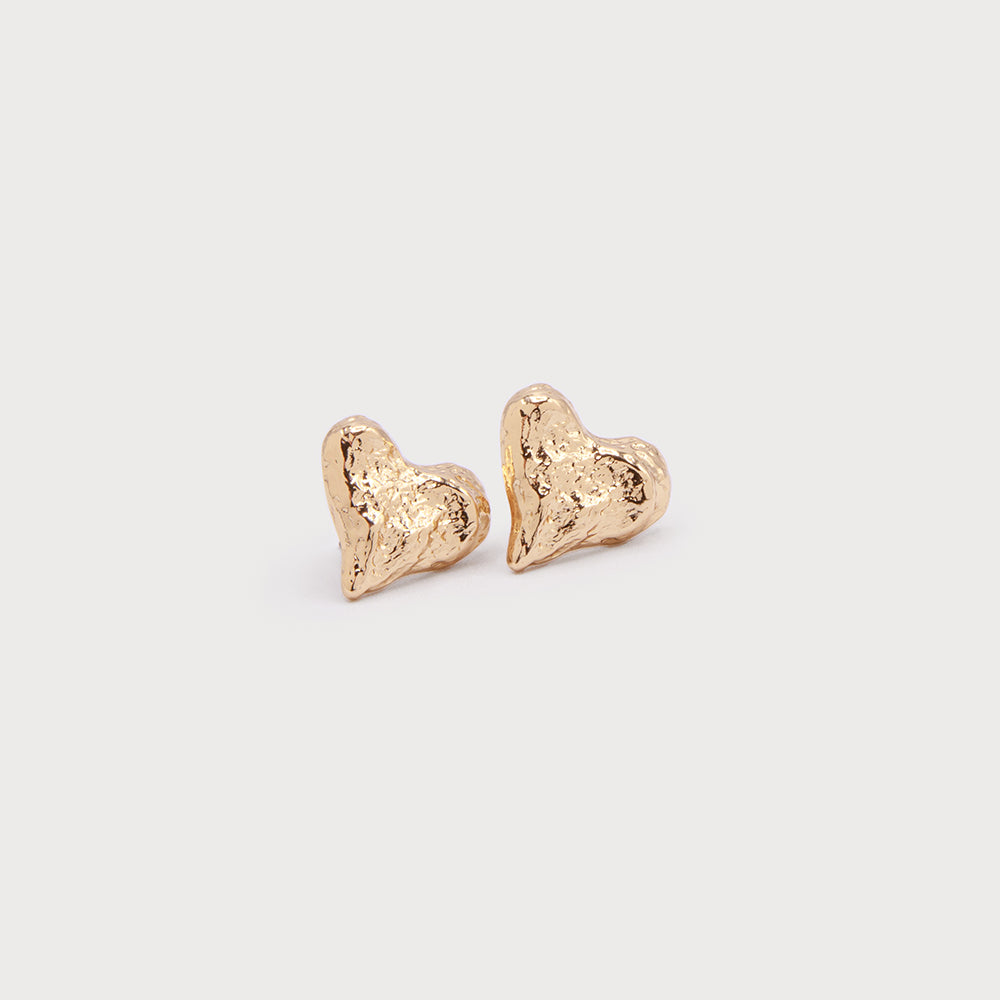 Boucles d'oreilles coeur martelé sur tige