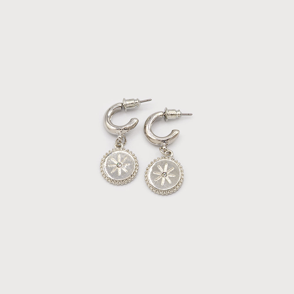 Boucles d'oreilles petit disque sur anneau incrusté