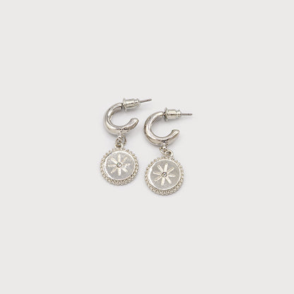 Boucles d'oreilles petit disque sur anneau incrusté