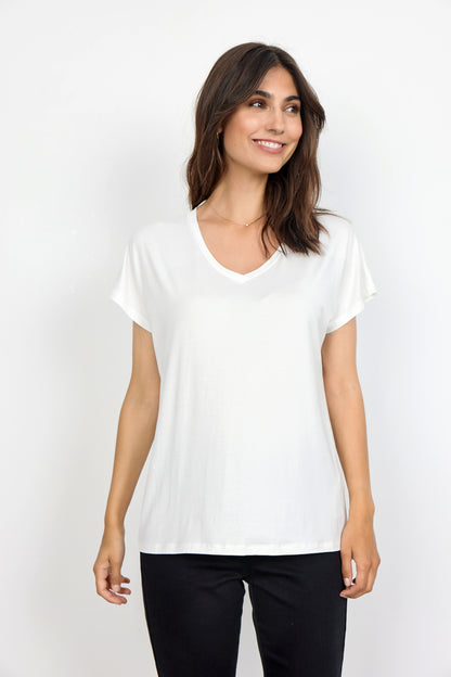 T-shirt uni col en V