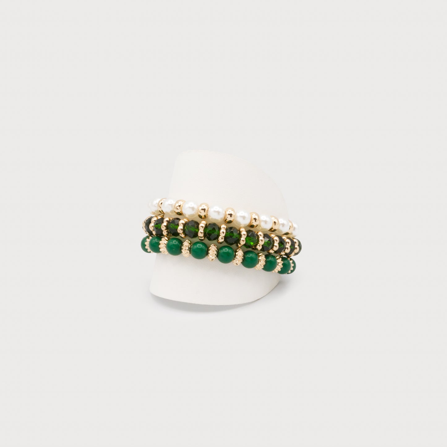 Trio bracelets élastique émeraude