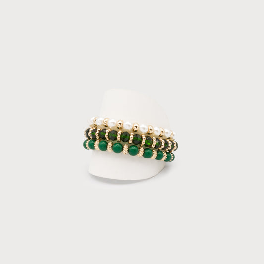Trio bracelets élastique émeraude