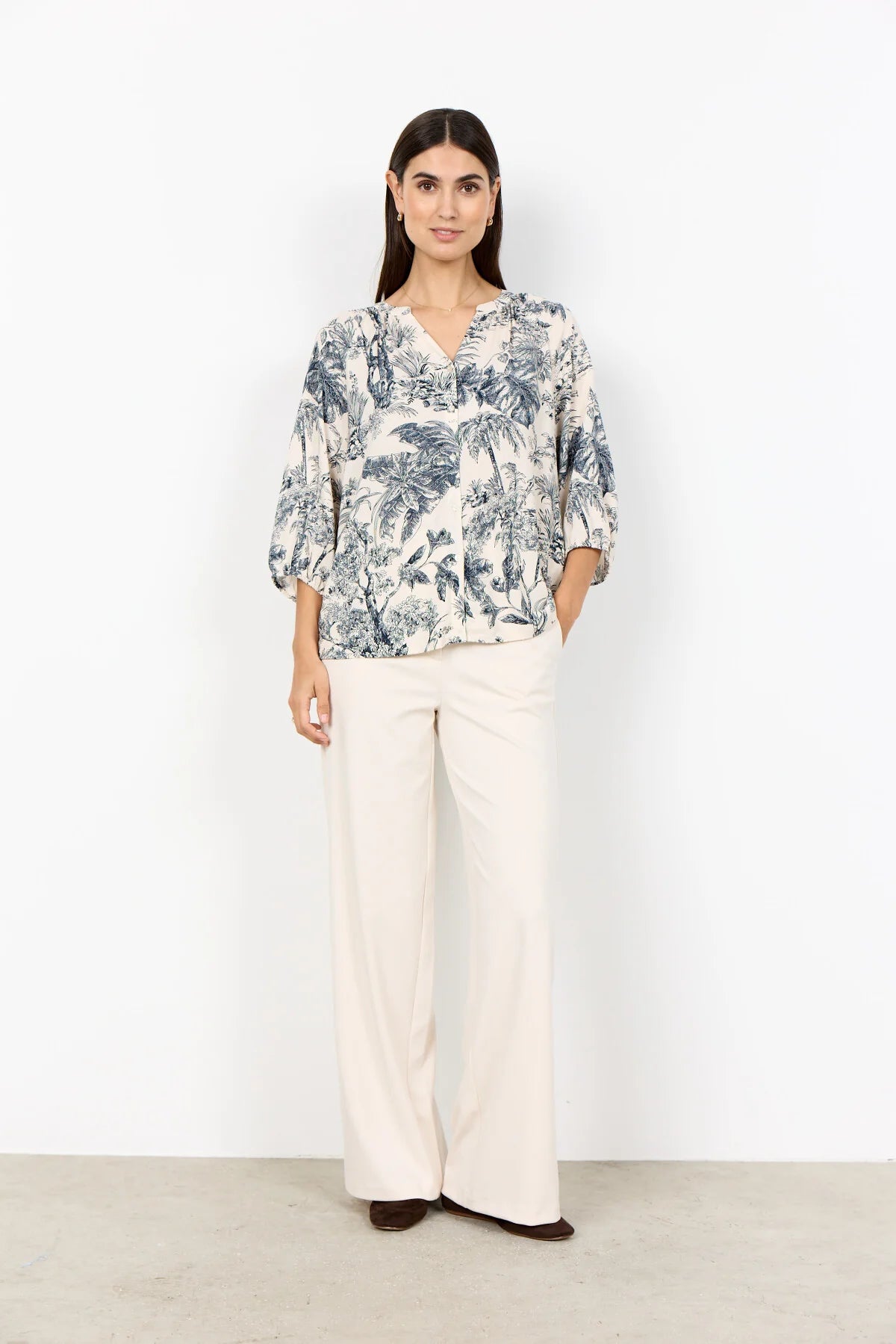 Chemisier à imprimé botanique