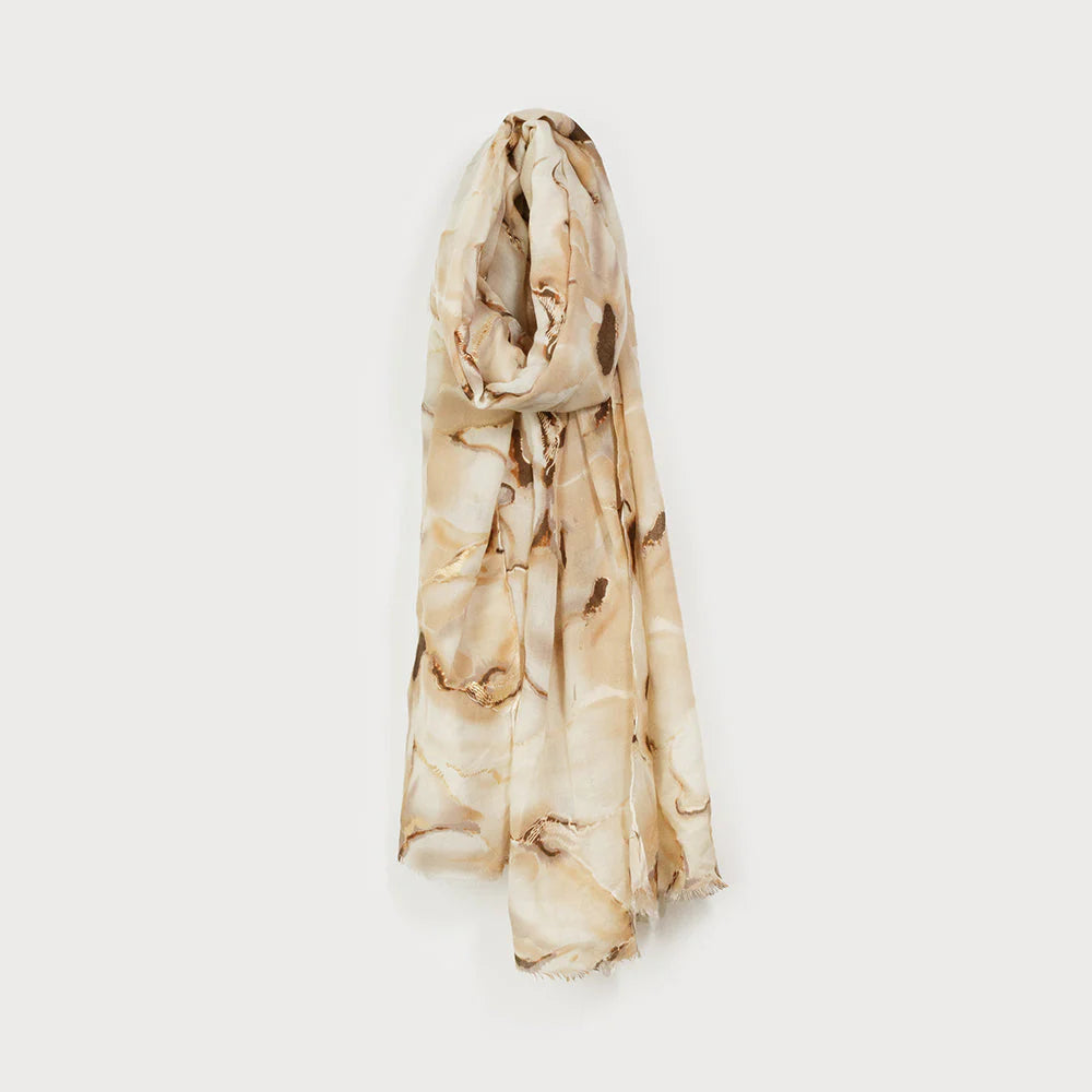 Foulard léger aux imprimés beige doux