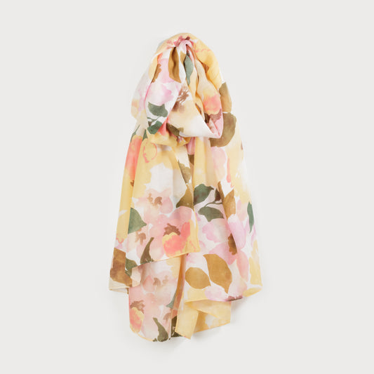 Écharpe légère bouquet de fleur jaune